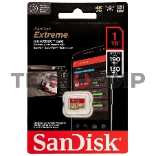 Флеш карта microSDXC SanDis 1024GBEXTREME Class 10, UHS-I, W130, R 190 МБ/с, без адаптера на SD