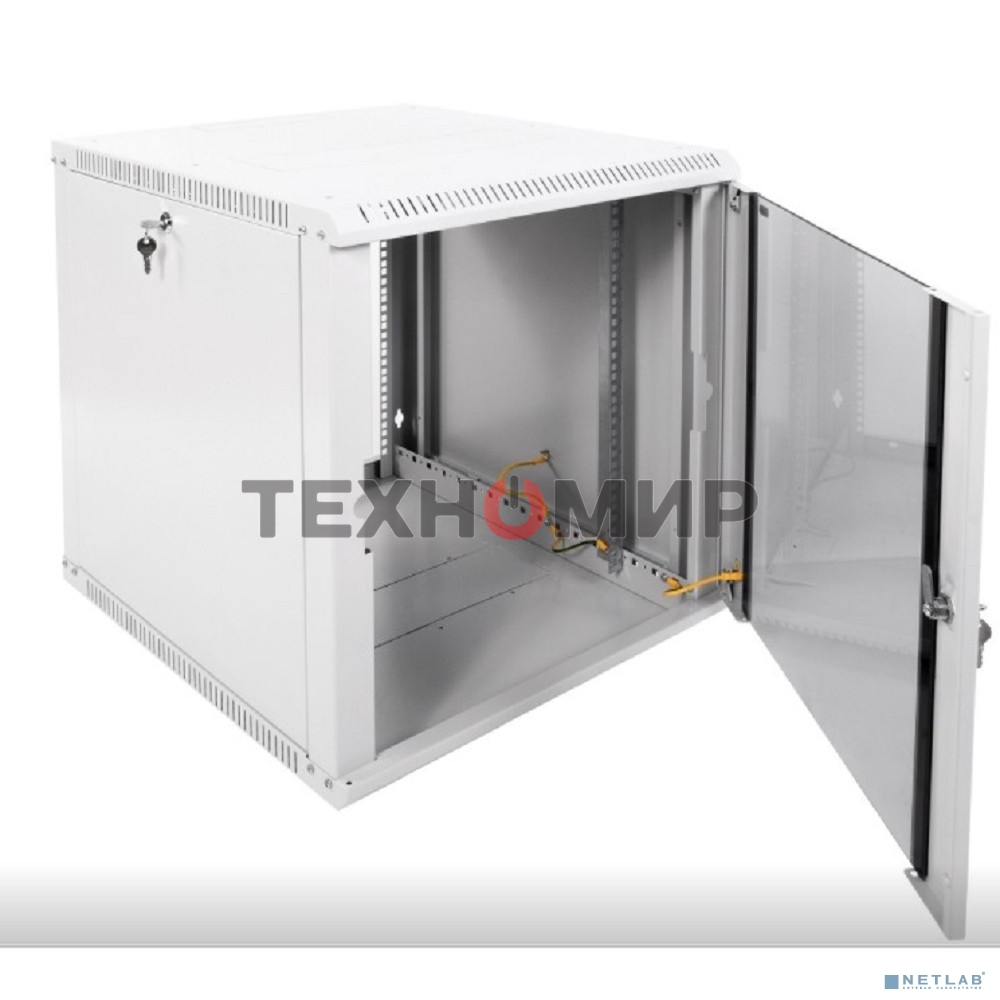 Шкаф телеком. настенный разборный 12U (600х650) дверь стекло,цвет черный (ШРН-Э-12.650-9005) (1коробка)