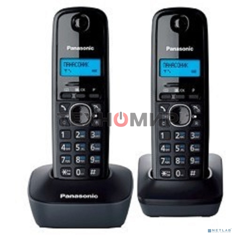 Телефон беспроводной (DECT) Panasonic KX-TG1612RUH (серый) Доп трубка в комплекте,АОН, Caller ID,12 мелодий звонка,поиск трубки
