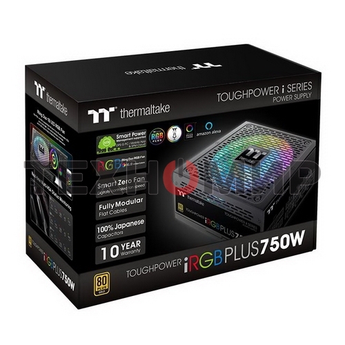 Блок питания Thermaltake Toughpower iRGb PLUS 750W RTL (PS-TPI-0750F3FDGE-1), 750Вт, 80 PLUS Gold, 140мм, модульный, черный
