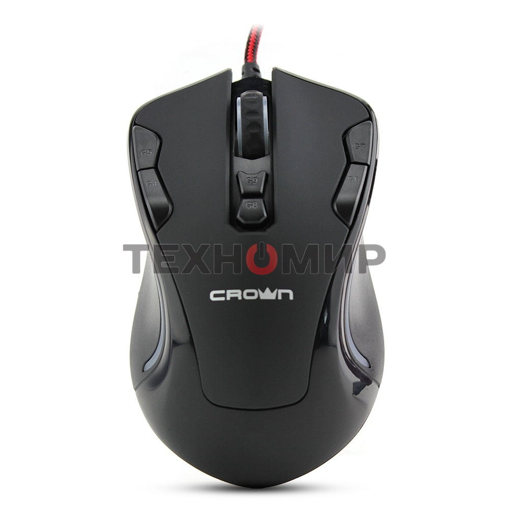 Мышь проводная Crown Gaming CMXG-804 черный, 2000 dpi, USB, кнопки - 9