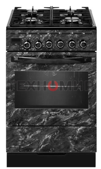 Плита комбинированная Gefest ПГЭ 5502-04 0053 черный, конфорок 4 шт, духовка 55 л, 50 см x 85 см x 58.5 см