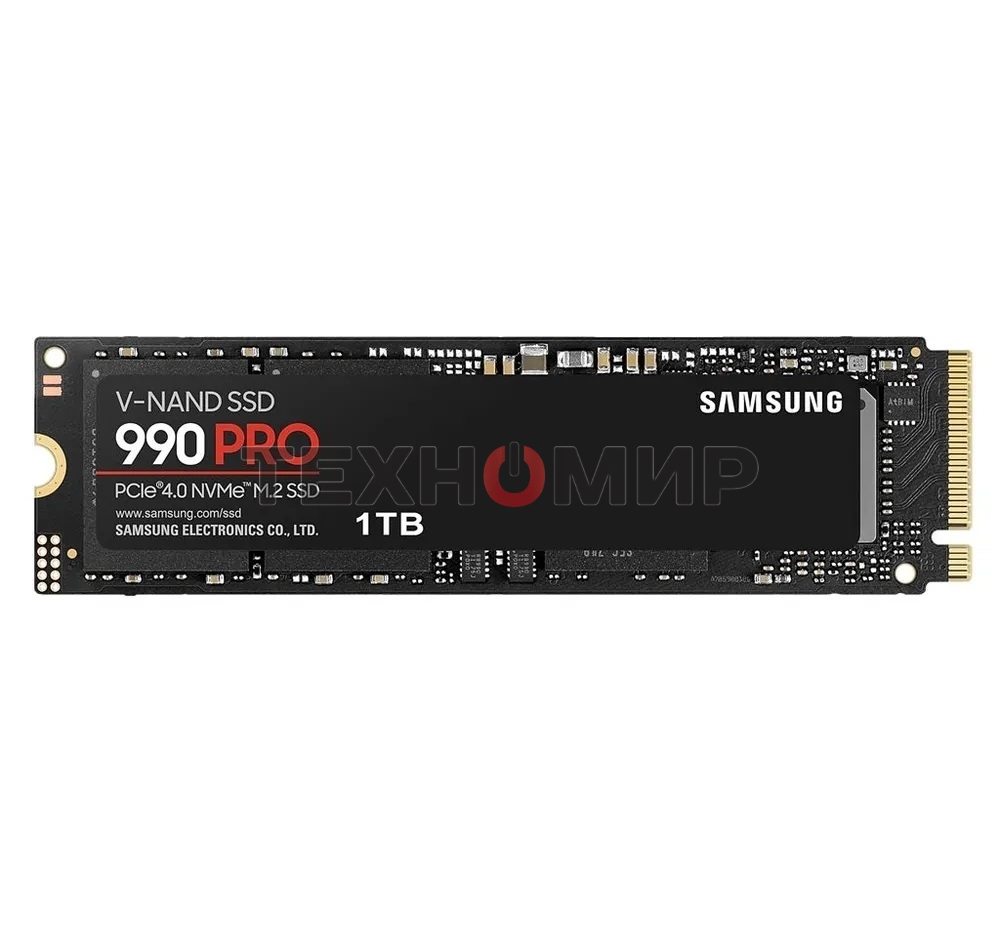 Накопитель SSD Samsung 990 PRO, 1000Gb, PCIe 4.0 x4, M.2 2280, NVMe, R/W 7450/6900, с радиатором