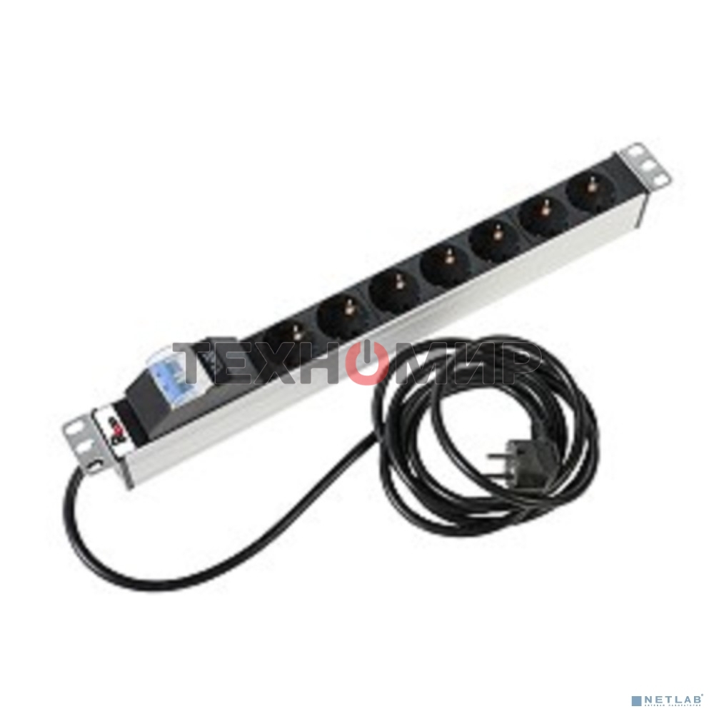 Блок розеток Rem-16 с авт. 16А, 7 Shuko, алюм., 19