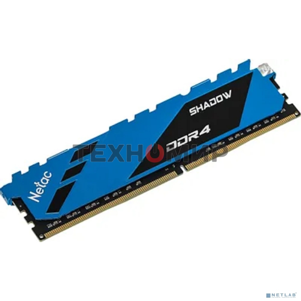 Оперативная память NETAC Shadow, DDR4, 16GB (1x16GB), 3200MHz, CL16, DIMM, с радиаторами, синий