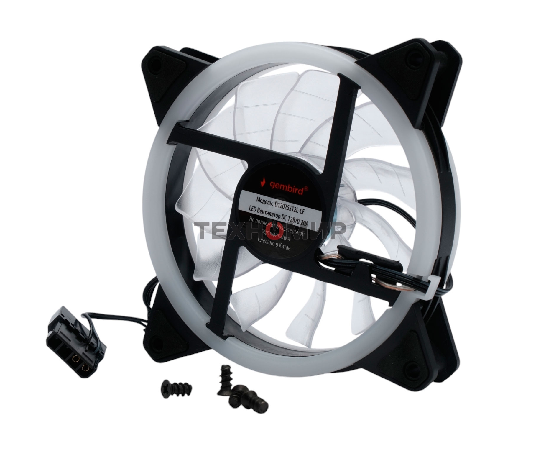 Вентилятор для корпуса Gembird черный, 120 мм, 1200 об/мин, 20.5 дБ, 3 pin