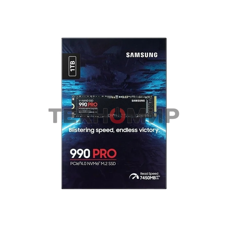 Накопитель SSD Samsung 990 PRO, 1000Gb, PCIe 4.0 x4, M.2 2280, NVMe, R/W 7450/6900, с радиатором