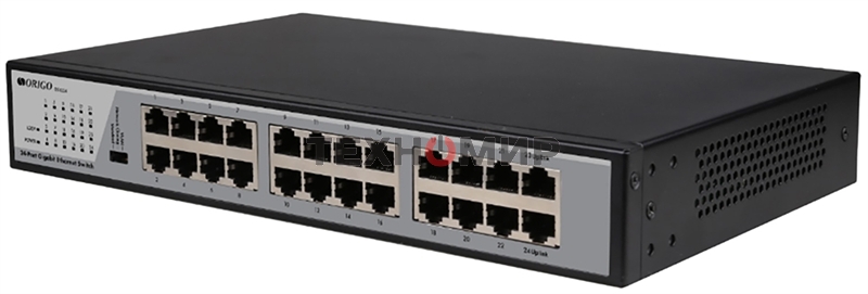 Коммутатор неуправляемый ORIGO, 24x1000Base-T, комплект для установки в 19