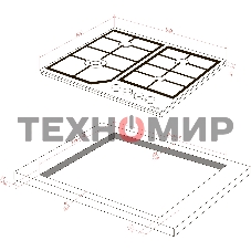 Газовая варочная панель MONSHER, газ, High-Tech, 58 см, автоматический электроподжиг, газ-контроль, форсунки под сжиженый газ, SABAF конфорки, чугунные решетки, черный