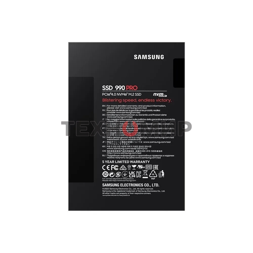 Накопитель SSD Samsung 990 PRO, 1000Gb, PCIe 4.0 x4, M.2 2280, NVMe, R/W 7450/6900, с радиатором
