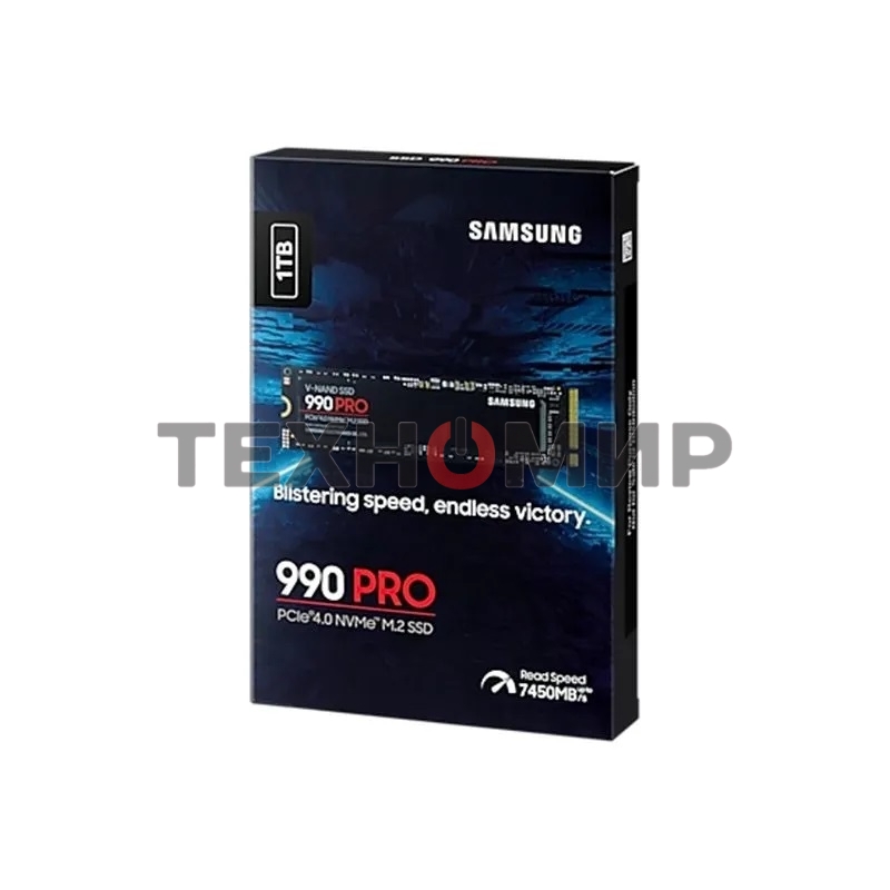 Накопитель SSD Samsung 990 PRO, 1000Gb, PCIe 4.0 x4, M.2 2280, NVMe, R/W 7450/6900, с радиатором