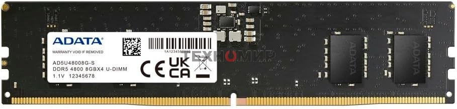 Оперативная память ADATA, DDR5, 8GB (1x8GB), 4800MHz, CL40, UDIMM