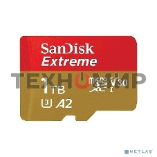 Флеш карта microSDXC SanDis 1024GBEXTREME Class 10, UHS-I, W130, R 190 МБ/с, без адаптера на SD