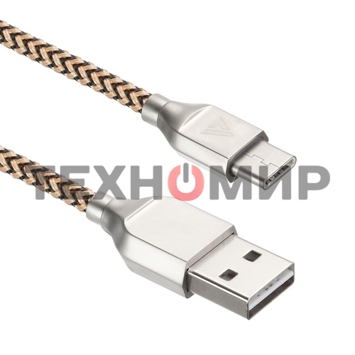 Кабель USB ACD-Titan Type-C ~ USB-A Нейлон, 1м, желто-черный