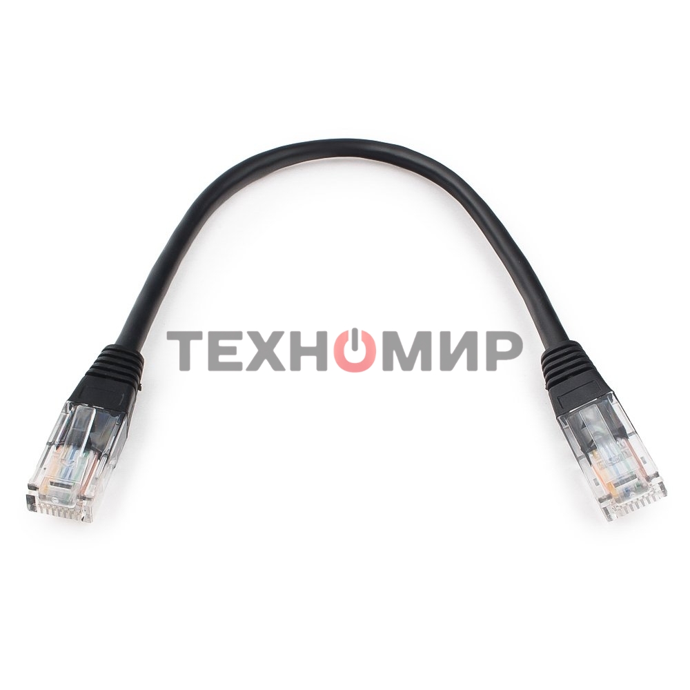 Патч-корд UTP Cablexpert cat.5e 0.25м, литой, многожильный, черный