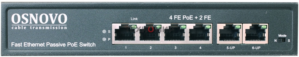 Коммутатор Osnovo SW-20600/A(80W) 6x100Mb 4PoE+ 80W неуправляемый