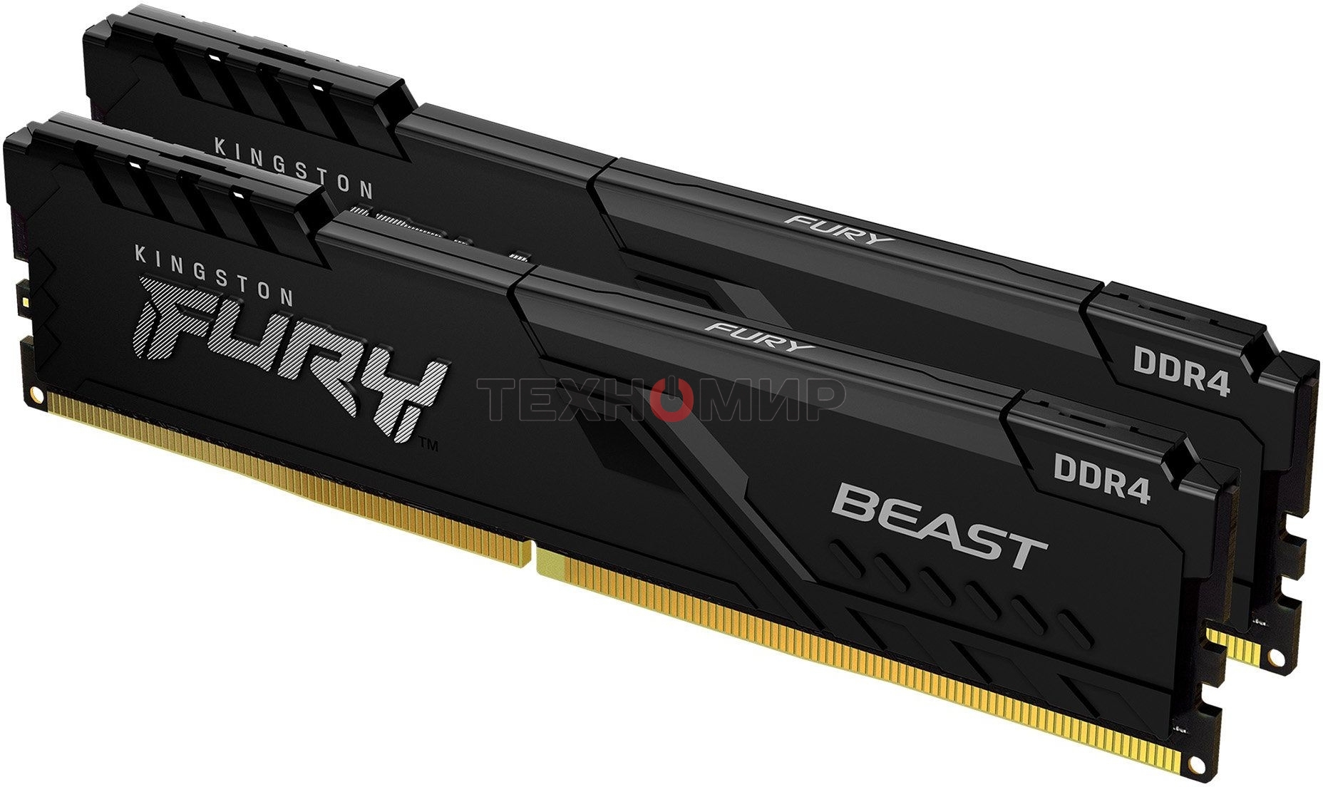 Оперативная память Kingston Fury Beast, DDR4, 32GB (2x16GB), 3200MHz, CL16, DIMM, с радиатором, черный