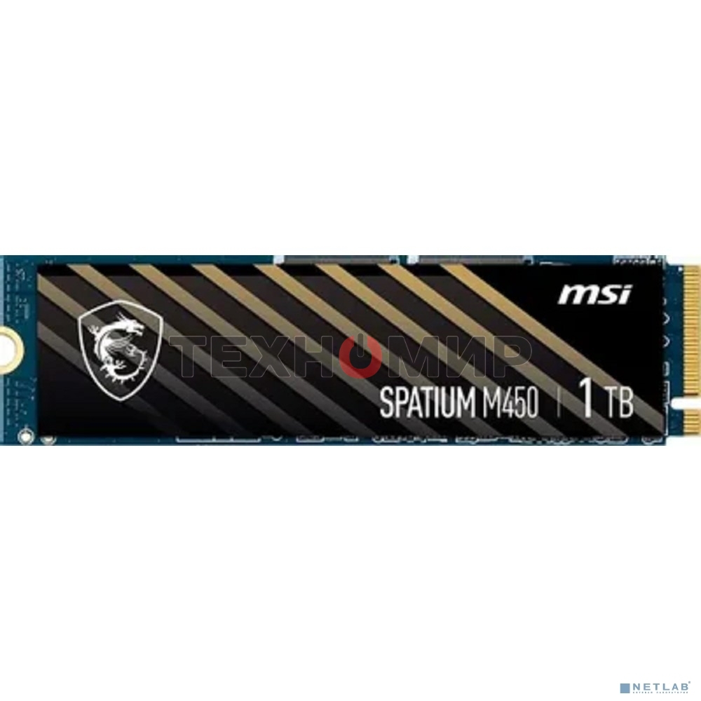 Накопитель SSD MSI SPATIUM M450, 1Tb, PCIe 4.0 x4, M.2 2280, NVMe, R/W 3400/2400