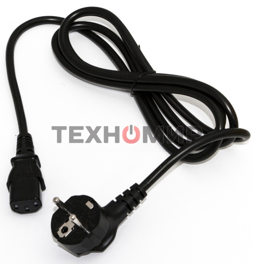 Кабель питания компьютера Hyperline PWC-IEC13-SHM-10-BK (Shucko+C13) (3x1.00), 10A, угловая вилка, 10 м 