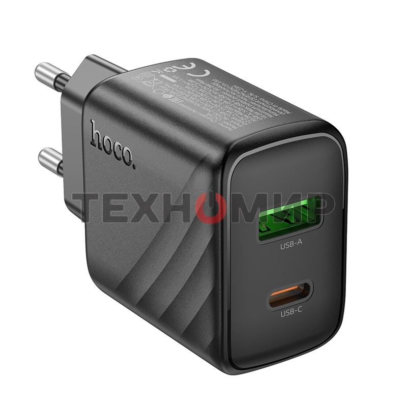 Сетевое зарядное устройство Hoco 30Вт, 3А, QC3.0/PD, 1хUSB, 1хType-C, CS23A, черный, коробка