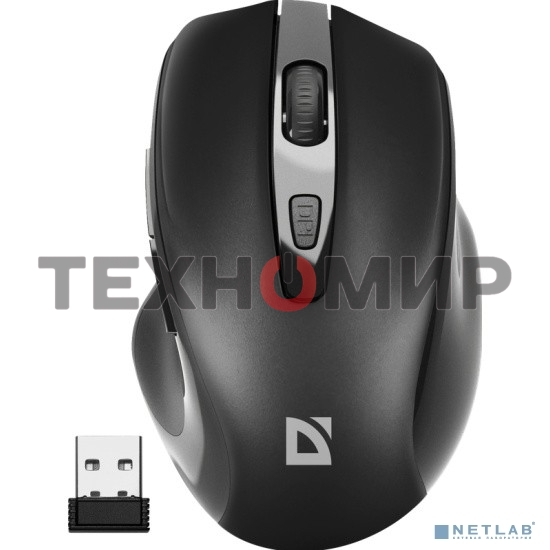 Мышь беспроводная Defender Prime MB-053 черный, 1600 dpi, радиоканал, USB, кнопки - 6