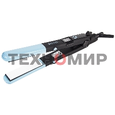 Щипцы для волос Galaxy GL 4505, голубой, 65 Вт, нагревательный элемент с защитой от перегрева, сменные пластины с керамическим покрытием: 89x27,5 мм и 89x57 мм, ЖК-дисплей с индикацией температуры, регулятор температурных режимов, шнур питания, вращающийс