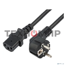 Шнур сетевой Rexant евровилка угловая - евроразъем С13, кабель 3x1,5 мм², длина 0,5 м., черный (PVC пакет)