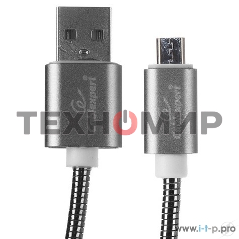 Кабель USB2.0 Cablexpert CC-G-mUSB02Gy-1.8M, AM/microB, серия Gold, длина 1.8м, титан, блистер
