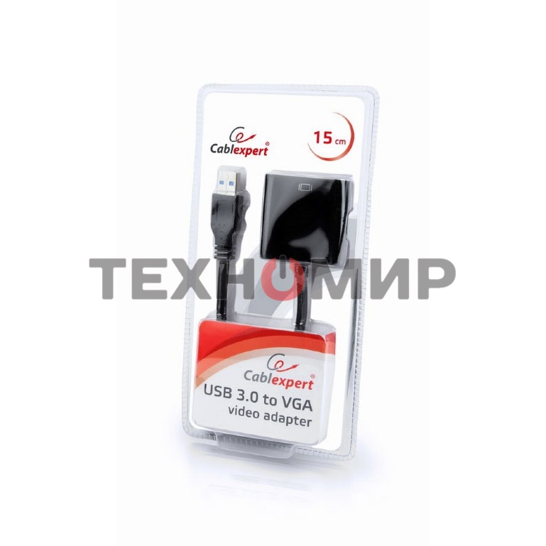 Видеоадаптер (конвертер) USB 3.0 --> VGA Cablexpert AB-U3M-VGAF-01, черный