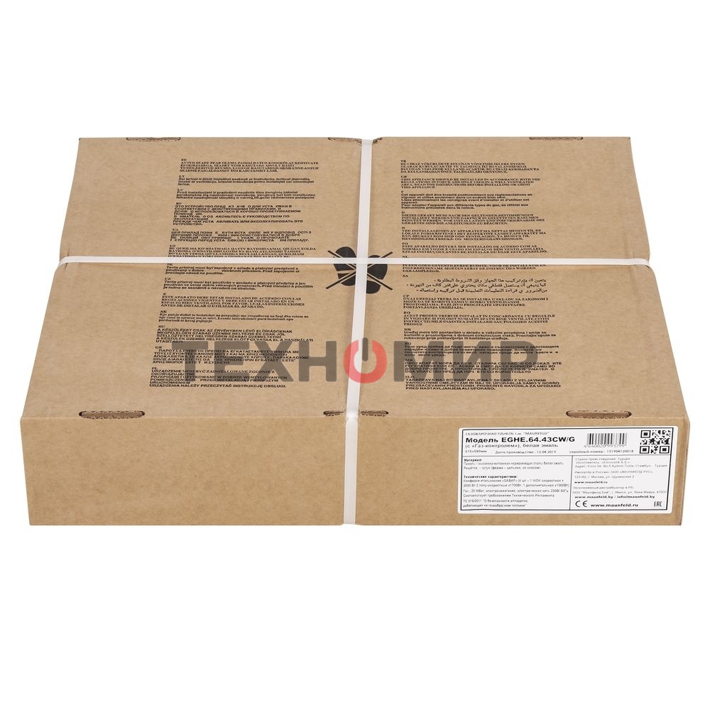 Газовая варочная панель Maunfeld EGHE.64.43CW/G, 4 конфорки, эмалированная сталь, белый