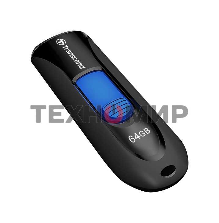 Флешка USB Transcend JetFlash 790 (TS64GJF790K), 64 Gb, USB 3.0, R/W 90/40, черный/синий