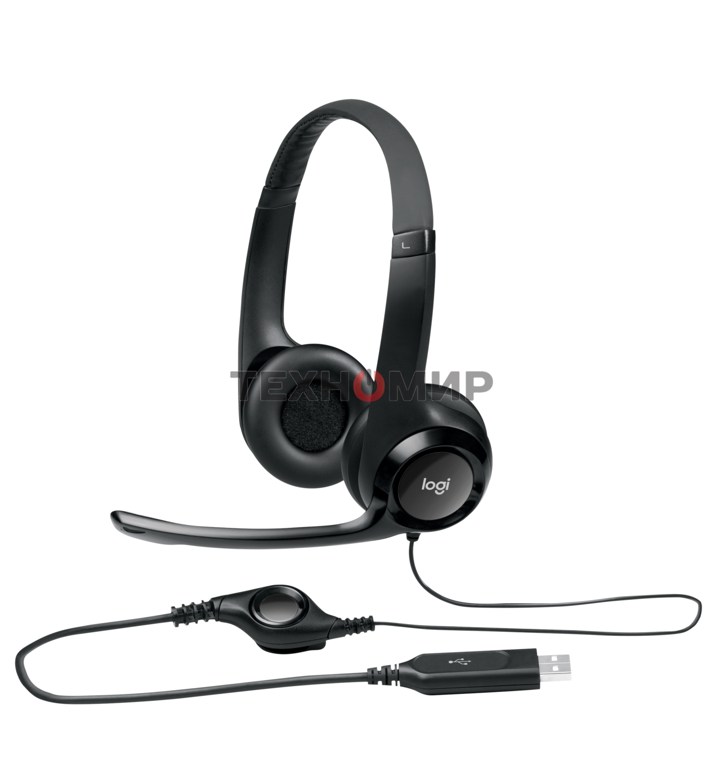 Гарнитура проводная Logitech Headset H390 USB черный
