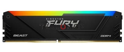 Оперативная память Kingston Fury Beast, DDR4, 16GB (2x8GB), 3600MHz, CL17, DIMM, с радиаторами, RGB, черный