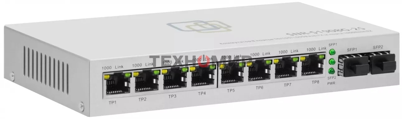 Коммутатор SNR SNR-S1908G-2S, 1Gbит/с, количество портов 8 шт, (L2)