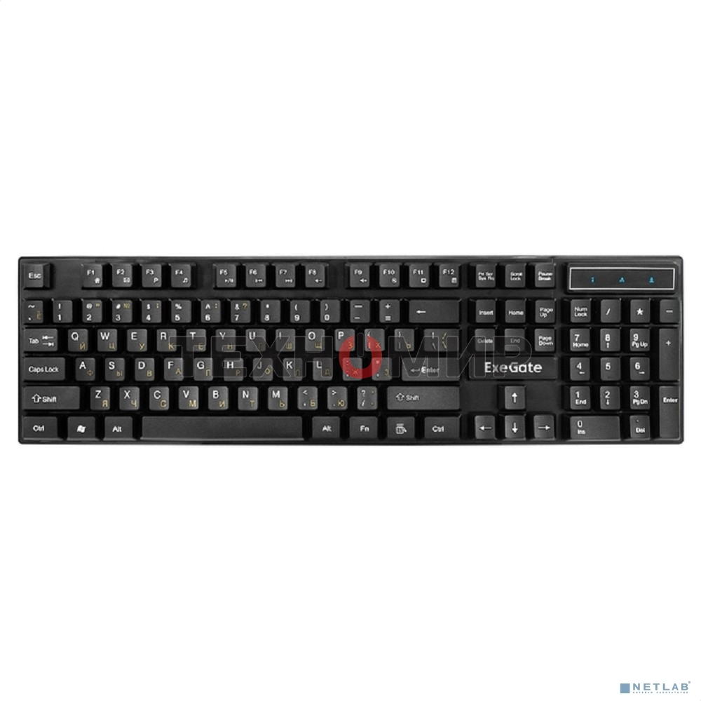 Комплект беспроводной ExeGate Professional Standard Combo MK210 (клавиатура полноразмерная влагозащищенная 104кл. + мышь оптическая 1200dpi, 3 кнопки и колесо прокрутки; USB, радиоканал 2,4 ГГц, радиус действия до 10м, черный, Color Box)