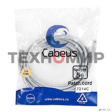 Патч-корд Cabeus PC-UTP-RJ45-Cat.5e-3m U/UTP, cat.5е, 2xRJ45/8p8c, неэкранированный, серый, PVC, 3м