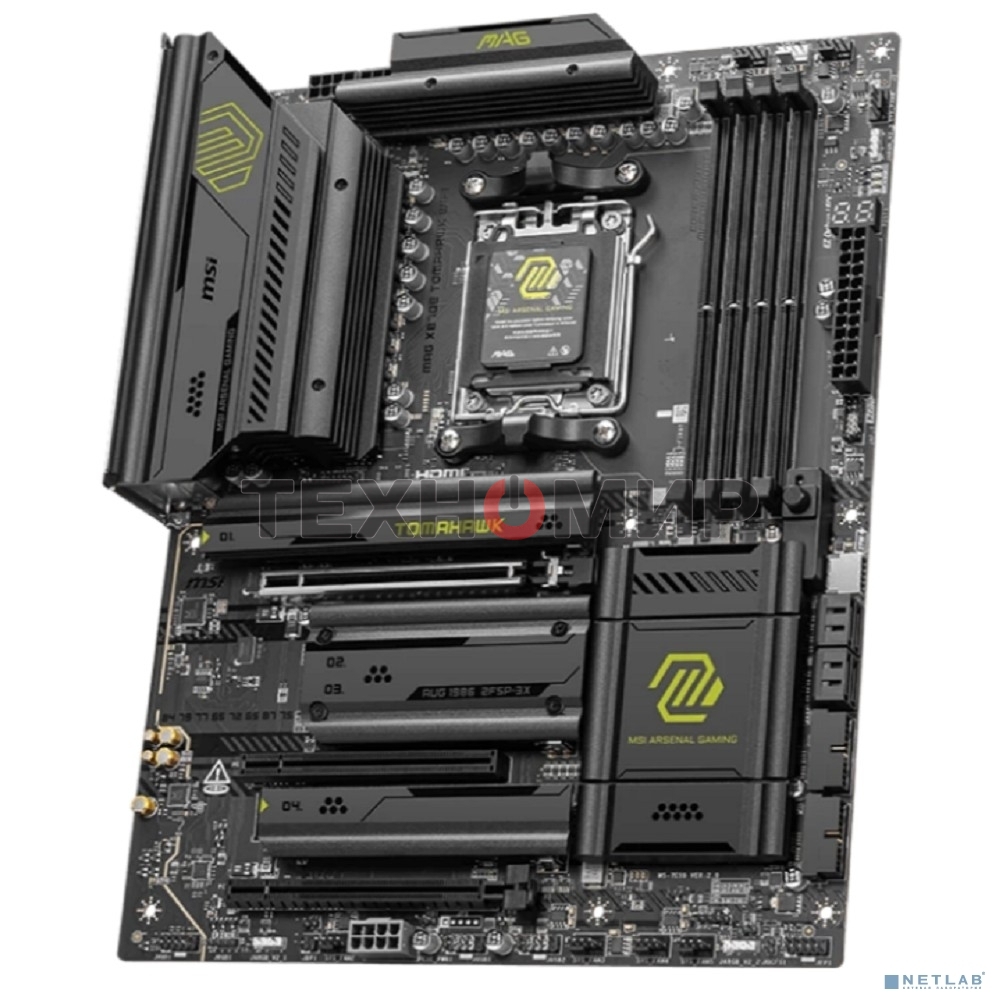 Материнская плата MSI MAG X870E TOMAHAWK WIFI, AM5, AMD X870, 4xDDR5, 4xSATA, 4xM.2, 1xPCI-E 5.0 x16, 1xPCI-E 4.0 x4, 1xPCI-E 3.0 x1, 1xHDMI, 2xUSB Type-C, 1x5Gb LAN, 2xUSB-A 3.2 Gen 2, 3xUSB-A 3.2 Gen 1, 4xUSB-A 2.0, 7.1, Wi-Fi 7, ATX