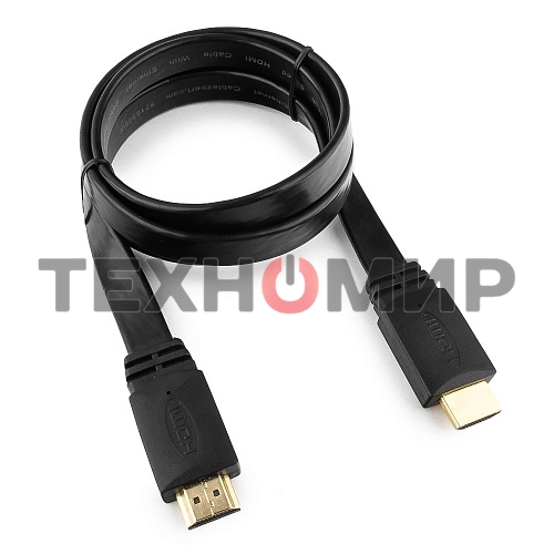 Кабель Cablexpert HDMI CC-HDMI490-15, 19M/19M, v2.0, медь, позол.разъемы, экран, плоский кабель, 1м, черный, пакет