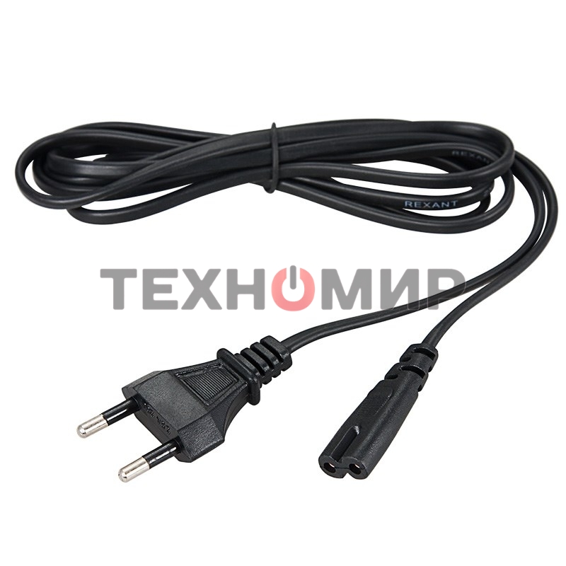 Шнур сетевой Rexant вилка - евроразъем С7, кабель 2x0,5 мм², длина 1,8 м. (PE пакет)