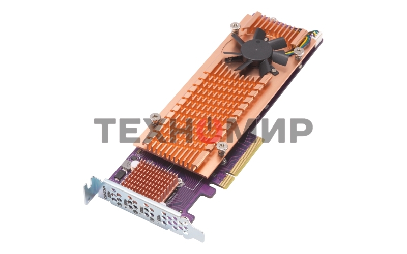 Плата расширения QNAP QM2-4P-384 Quad M.2 PCIe NVMe SSD expansion card; supports up to four M.2 2280 formfactor M.2 PCIe (Gen3 x4) SSDs; PCIe Gen3 x8 host interface; Low-profile bracket pre-loaded, Low-profile flat and Full-height are bundled