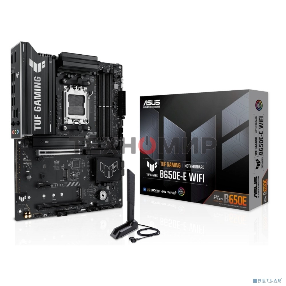 Материнская плата ASUS TUF GAMING B650-E WIFI, AM5, AMD B650, 4xDDR5, 4xSATA, 3xM.2, 1xPCIe 4.0 x16, 1xPCIe 4.0 x16, 1xPCIe x1, 1xDP, 1xHDMI, 1x2.5Gb LAN, Wi-Fi 6E, Bluetooth 5.3, 2xUSB-C (1x10Gbps, 1x20Gbps), 3xUSB-A 5Gbps, 2xUSB-A 10Gbps, 3xUSB-A 2.0, 5