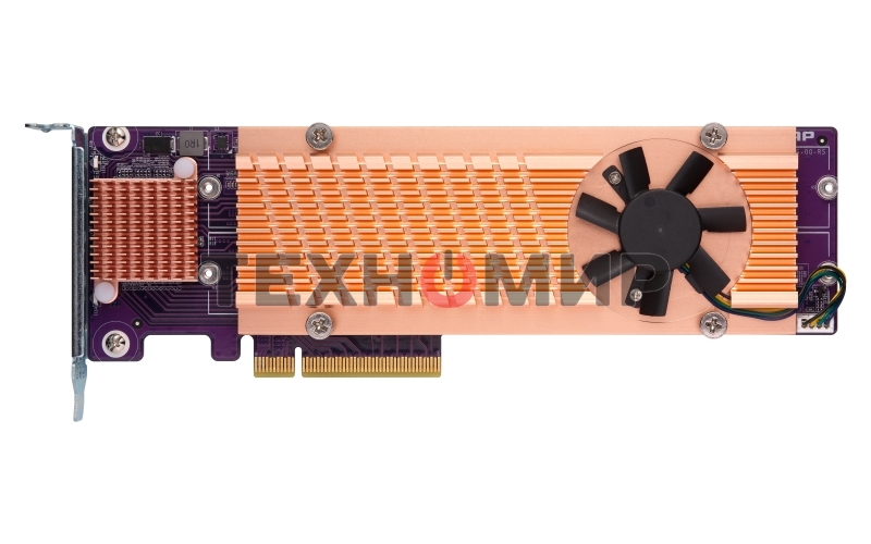 Плата расширения QNAP QM2-4P-384 Quad M.2 PCIe NVMe SSD expansion card; supports up to four M.2 2280 formfactor M.2 PCIe (Gen3 x4) SSDs; PCIe Gen3 x8 host interface; Low-profile bracket pre-loaded, Low-profile flat and Full-height are bundled