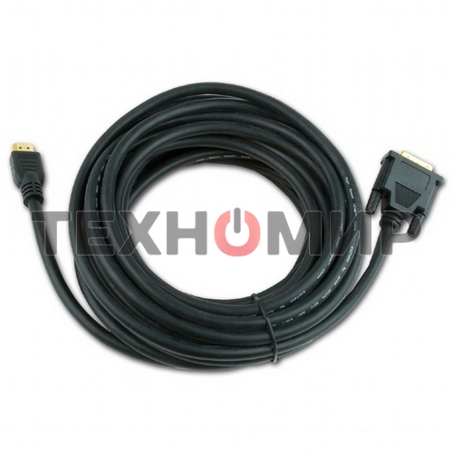 Кабель HDMI-DVI Cablexpert CC-HDMI-DVI-15, 19M/19M, single link, медь, позол.разъемы, экран, 4.5м, черный, пакет