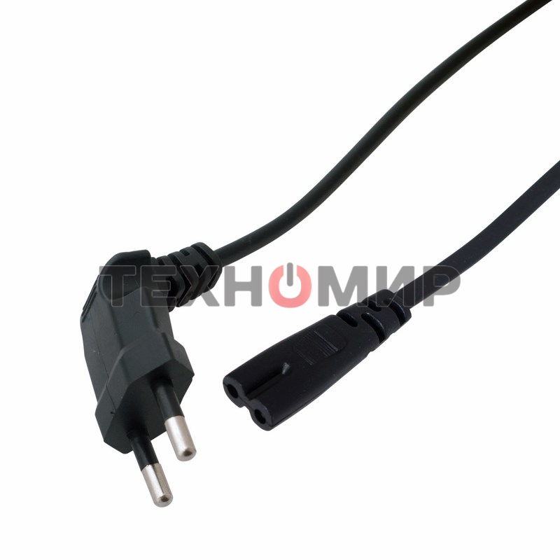 Шнур сетевой Rexant вилка угловая - евроразъем С7, кабель 2x0,75 мм², длина 1,5 м. (PVC пакет)