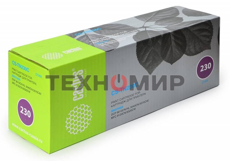 Картридж лазерный Cactus CS-TN230C голубой (1400 стр.) для Brother HL-3040/3070, DCP-9010, MFC-9120/9320