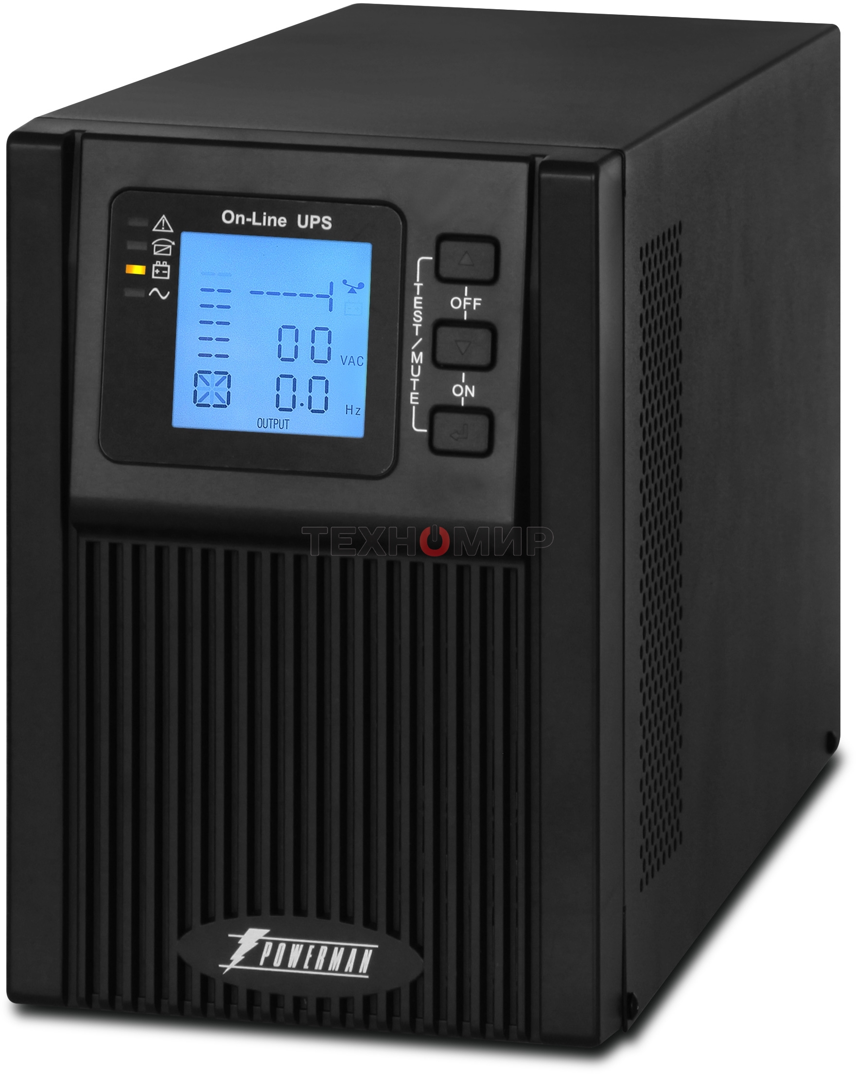 Источник бесперебойного питания PowerMan Online 1000 PLUS (1000ВА/800Вт, Online-Double conversion/LCD Display/USB/Software/RJ11/45,RS-232)