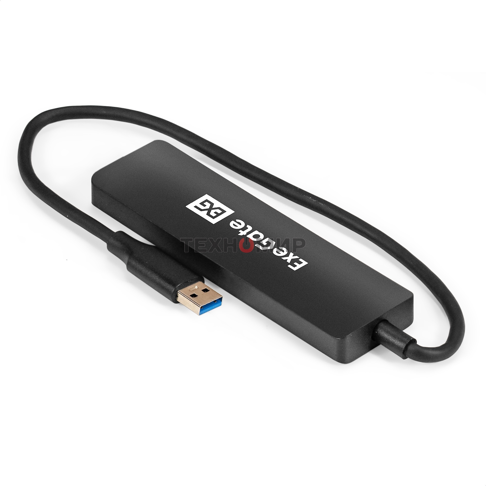 USB-концентратор 4-в-1 ExeGate DUB-4P/3 (кабель-адаптер USB3.0 --> 4xUSB3.0, Plug&Play, черный)