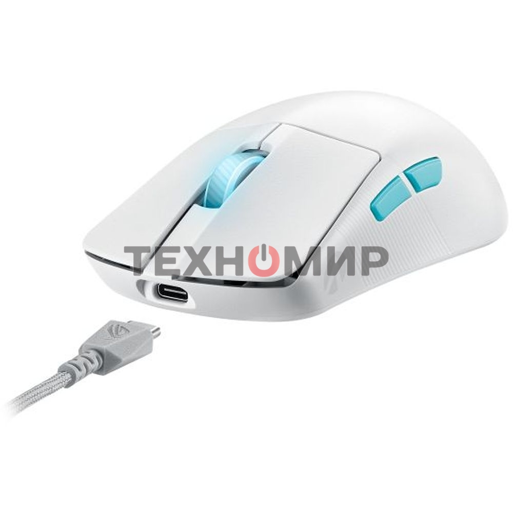 Мышь беспроводная/проводная ASUS ROG Harpe Ace Aim Lab Edition белый, 36000 dpi, радиоканал, Bluetooth, USB, кнопки - 5