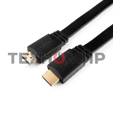 Кабель Cablexpert HDMI CC-HDMI490-15, 19M/19M, v2.0, медь, позол.разъемы, экран, плоский кабель, 1м, черный, пакет