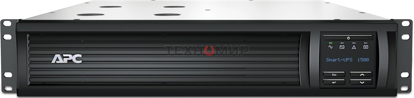 Источник бесперебойного питания APC Smart-UPS 1500VA/1000W, RM 2U, Line-Interactive, LCD, Out: 220-240V 4xC13 (2-Switched), SmartSlot, USB, SmartConnect, черный, 1 year warranty (REP: SMT1500RMI2U)